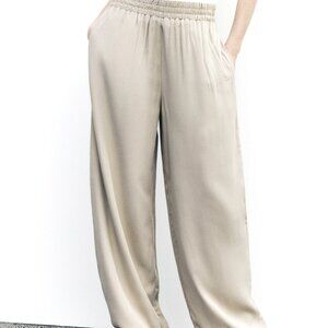 Zara Beige High-Waisted Wide Leg Trousers Size S.
